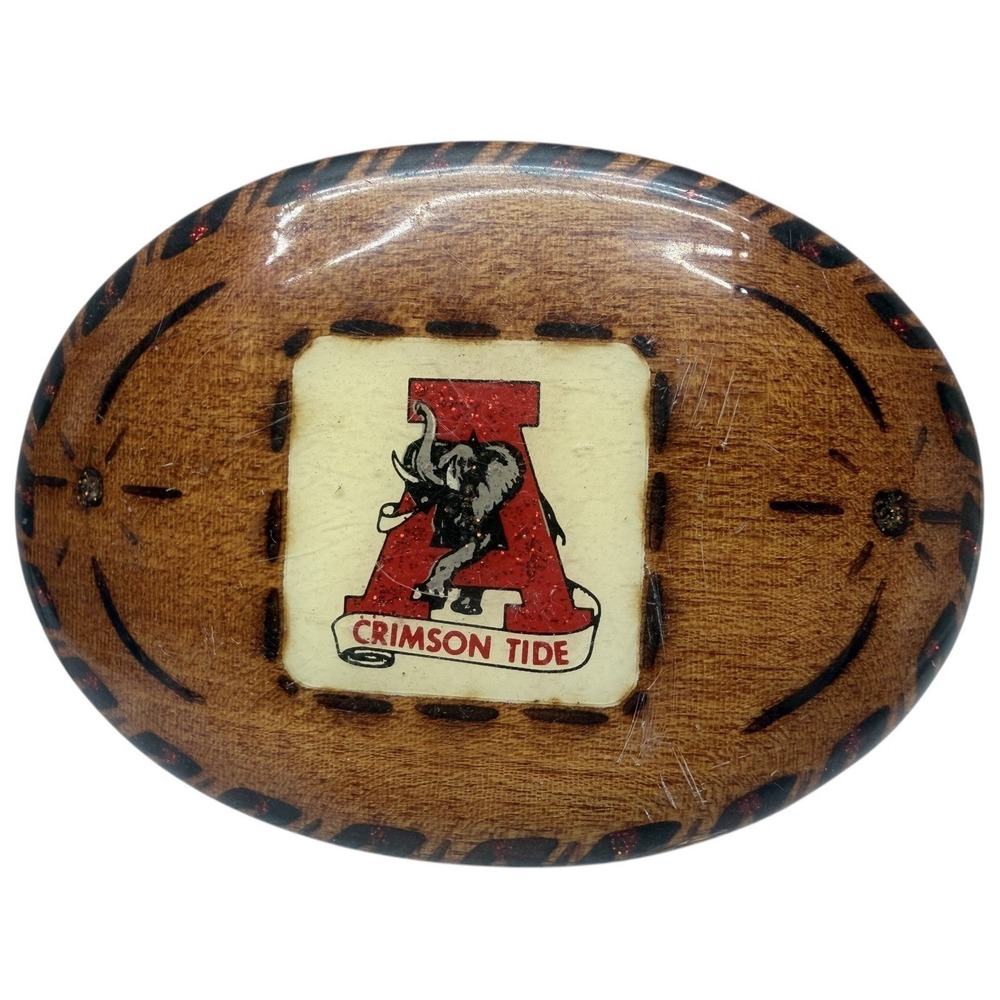 VTG University Of Alabama Roll Tide Wooden With Clear Coating Belt Buckle